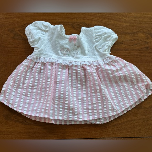 Carter's Other - Vintage Carter’s Baby Dress Romper – Pink Stripes & Lace – 3–6 Months